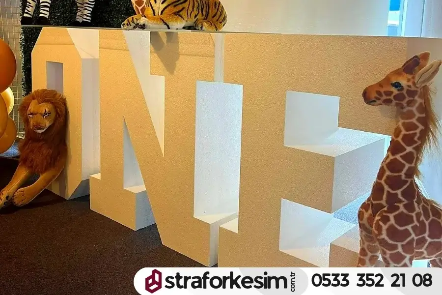 1 Yaş Doğum Günü ONE Yazısı Strafor Kesim