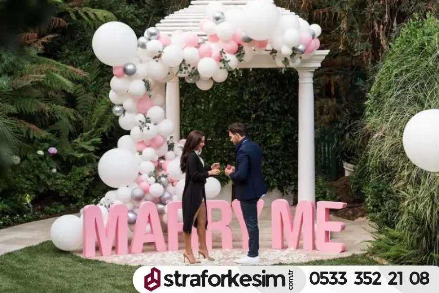 Evlilik Teklifi için Strafor Harf Kesim Dekor Boyalı