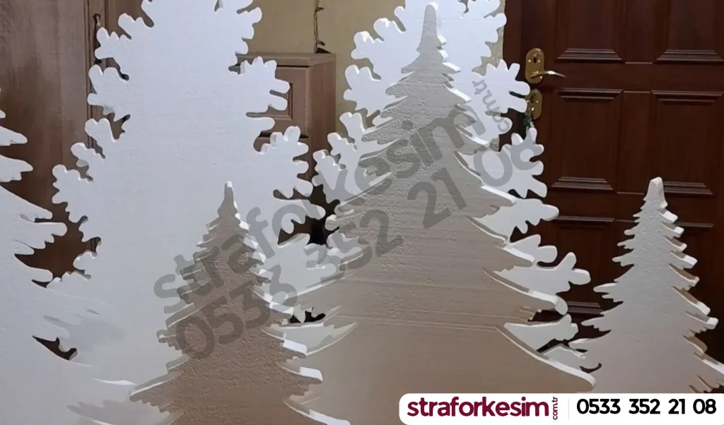 White decorative foam Christmas trees