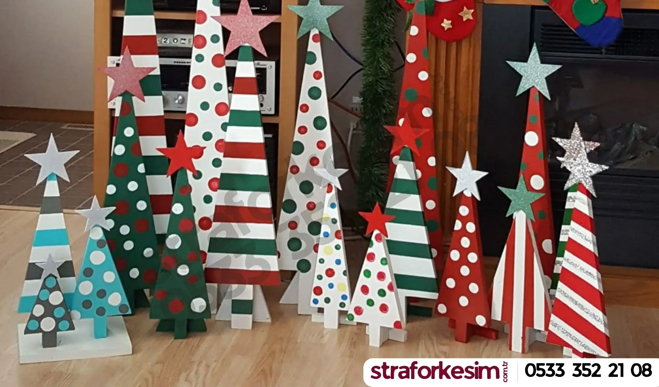 White decorative foam Christmas trees