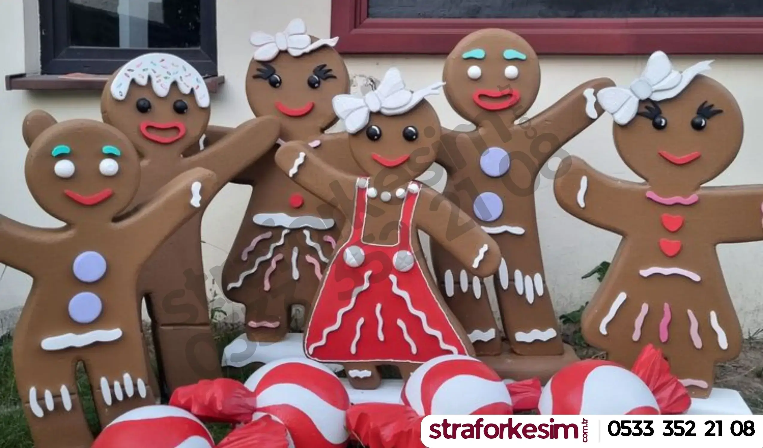 gingerbread man strafor köpük dekor - kurabiye adam yılbaşı dekoru
