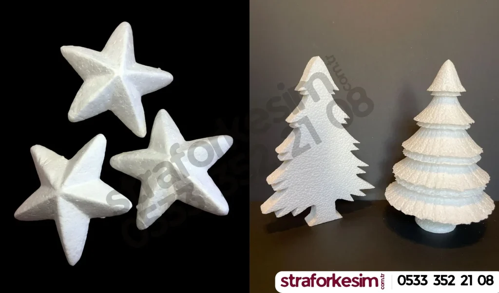 kar tanesi ve çam ağacı dekoru