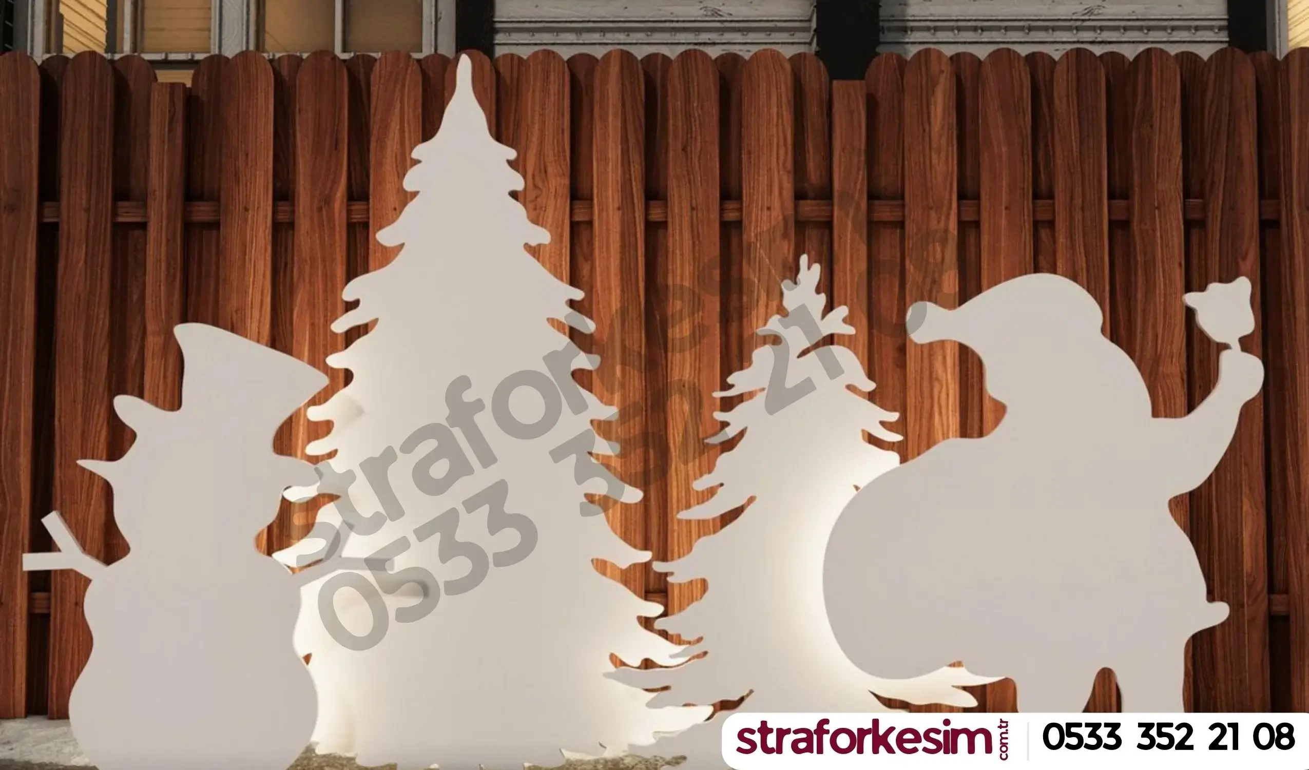 noel baba - kardan adam ve çam ağacı yılbaşı ağacı strafor köpük dekor