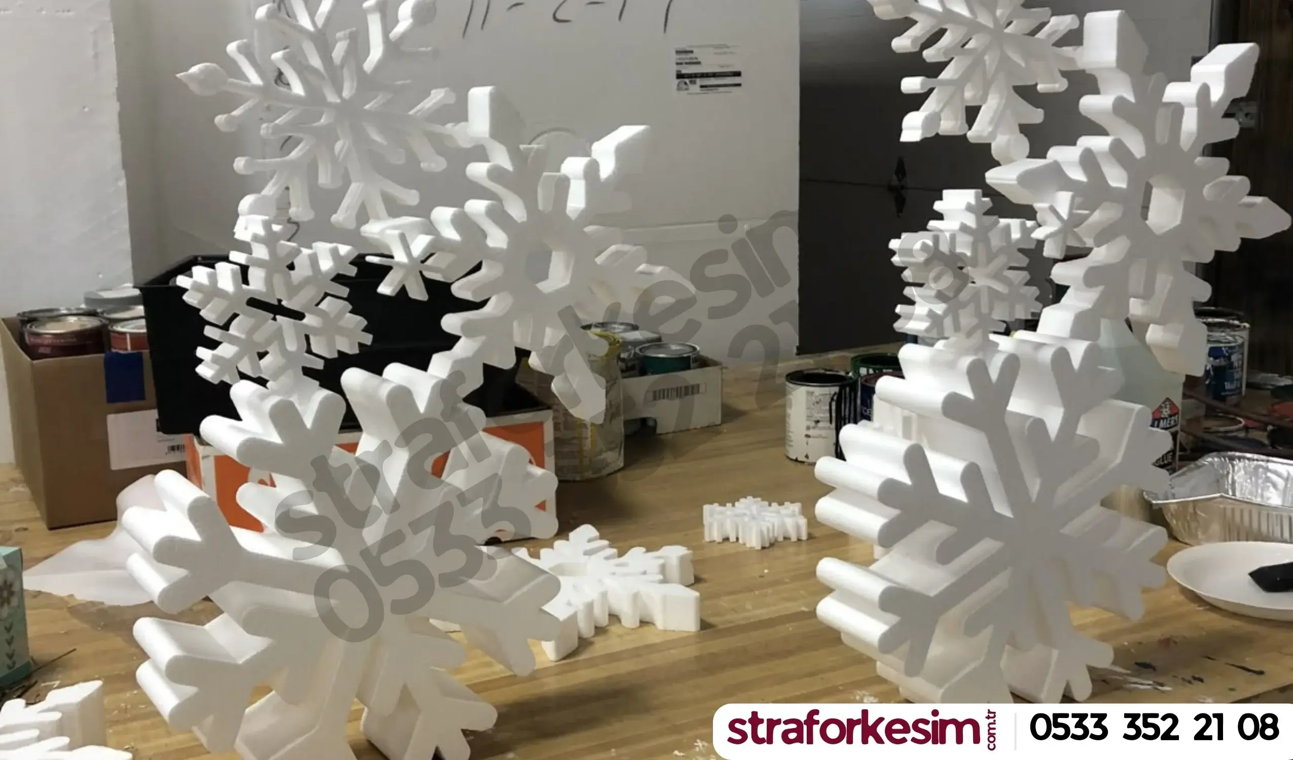 yılbaşı straforu kar tanesi dekorlar